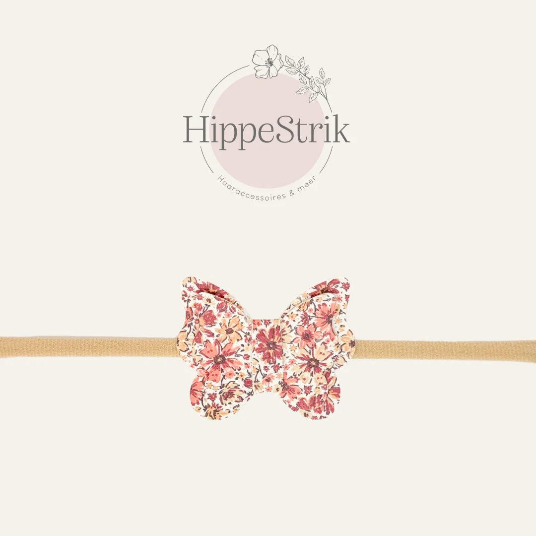 Baby haarbandje vlinder - leer