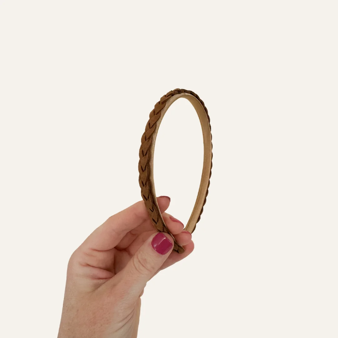 Diadeem - suède gevlochten coffee