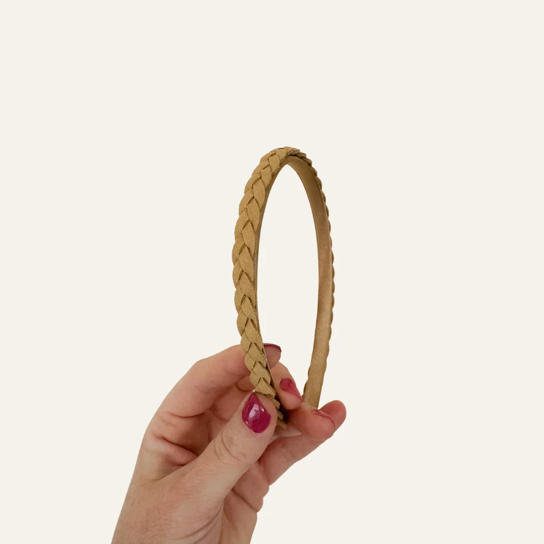 Diadeem - suède gevlochten toffee