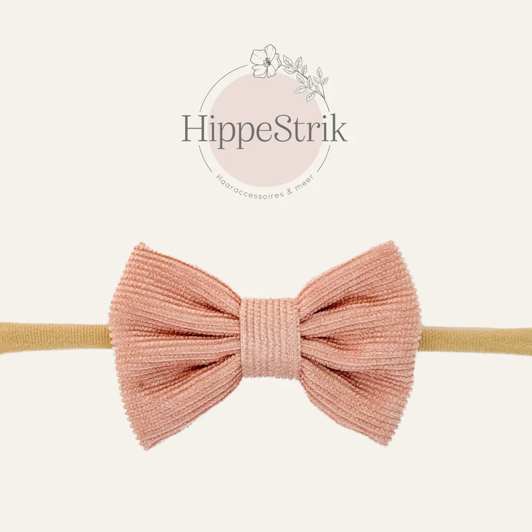 Baby haarbandje rib strik - roze