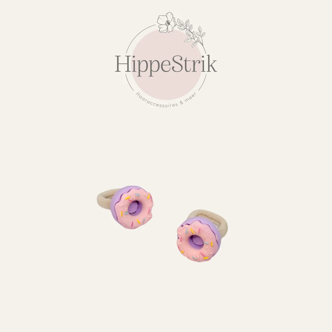 Mini elastiekjes donut - roze met lila