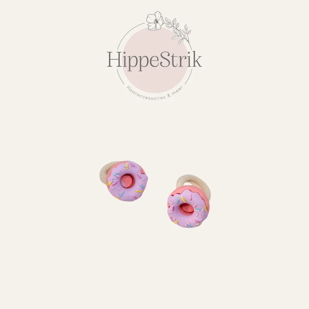 Mini elastiekjes donut - lila met fuchsia