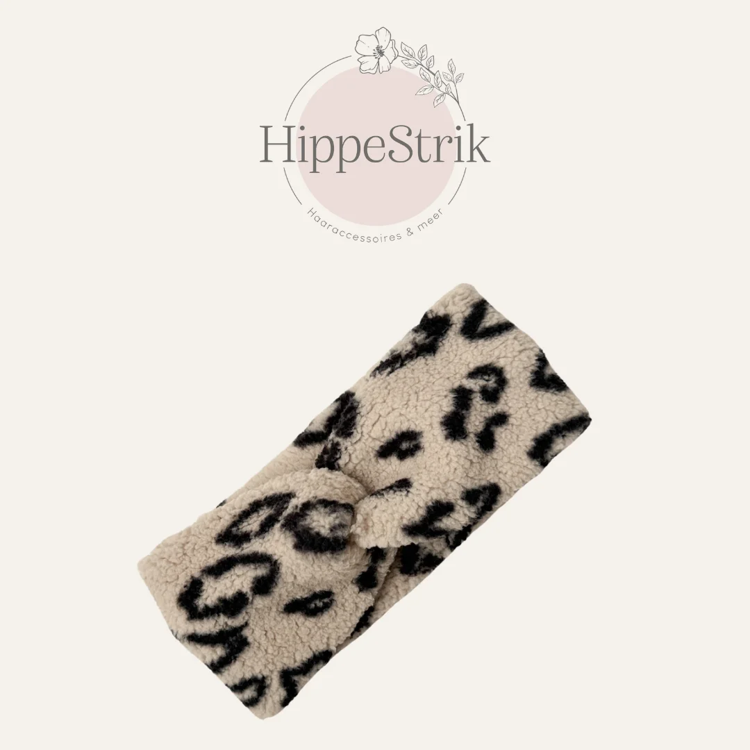Teddy haarband beige leopard - mini