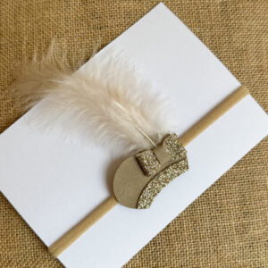 Haarbandje pietenmutsje - beige met goud