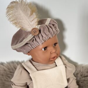 Deluxe pietenmutsje 0-2 jaar (knoop) | taupe